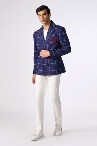 S&N by Shantnu Nikhil Placement Logo Blazer Jacket 