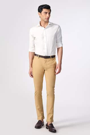 S&N by Shantnu Nikhil Straight Fit Plain Trousers 