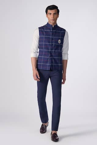 S&N by Shantnu Nikhil Chequered Print Waistcoat 