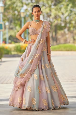 Vvani by Vani Vats Sequin Hand Embroidered Blouse Lehenga Set 