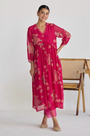 Juanita by Shubhda Bougainvillea Florence Print Kurta With Trouser 