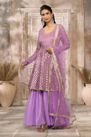 Rishi & Vibhuti x AZA Floral Pattern Anarkali With Dupatta