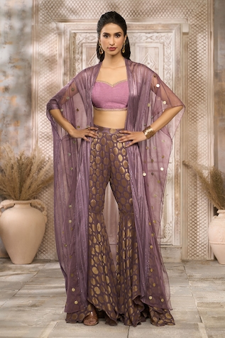 Rishi & Vibhuti x AZA Floral Woven Sharara Cape Set