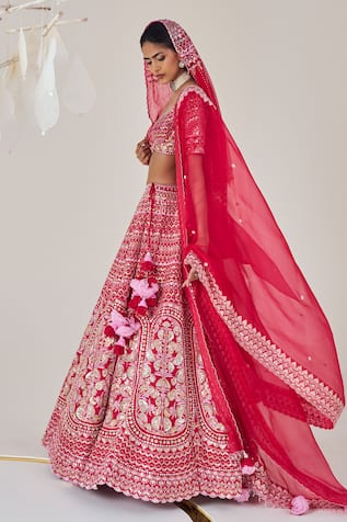 MADZIN Aari Embroidered Bridal Lehenga Set 