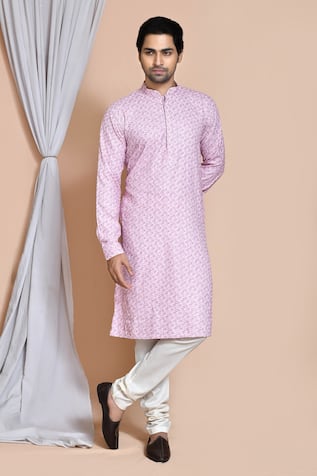 Stripe Embroidered Kurta Set 
