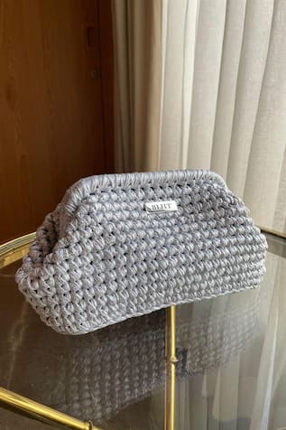 Snake Pattern Woven Clutch With Sling 