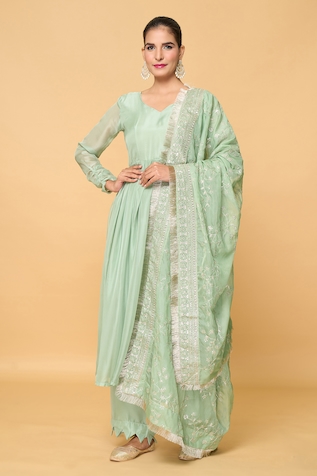 Adara Khan Solid Gathered Anarkali Palazzo Set