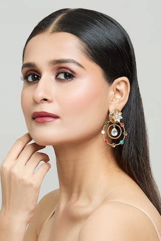 Nazaakat By Samara Singh Circular Ornamented Embellished Earrings 