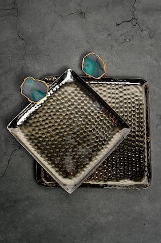 Agate Embellished Tray 2 Pcs Set 