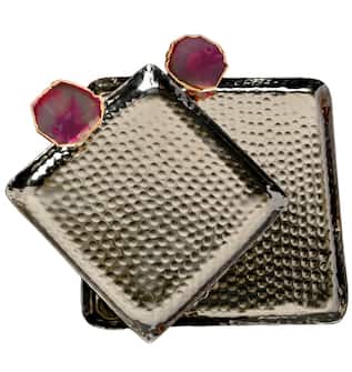 Agate Stone Embellished Tray 2 Pcs Set 