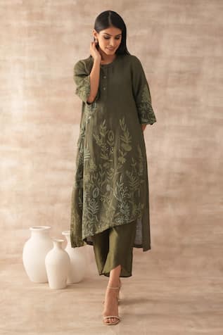 VARUN CHHABRA Floral Dori Embroidered Tunic & Pant Set 