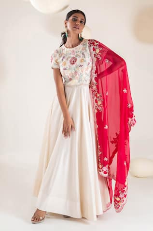 Pallavi Poddar Gul Bloom Aari Work Anarkali With Dupatta 