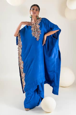 Pallavi Poddar Embroidered Yoke Kaftan With Pant 