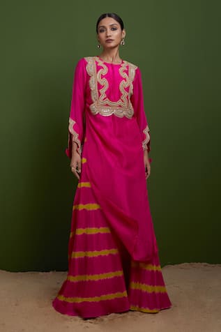 Vasavi Shah Gota Embroidered Kurta & Circular Palazzo Set 