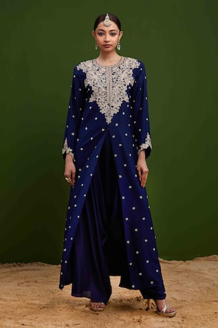 Vasavi Shah Dori & Sequin Embroidered Jacket & Harrem Pant Set 