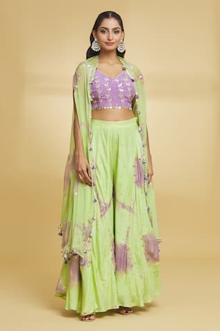 Maayera Jaipur Gota Embroidered Cape Flared Pant Set 