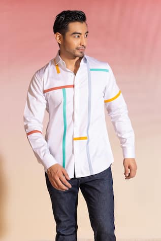 Seven Polychromatic Stripe Embroidered Shirt 