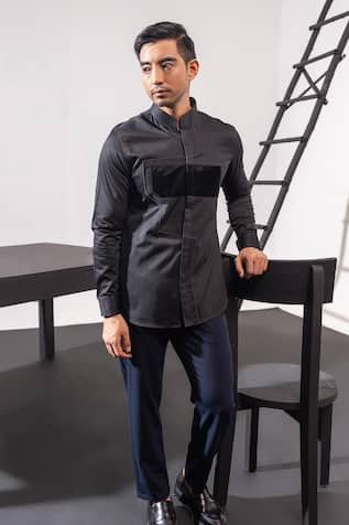 Seven Tech Noir Glossy Panel Applique Shirt 