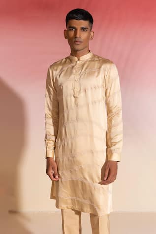 Seven Cafe Au Lait Cotton Thread Embroidered Kurta 