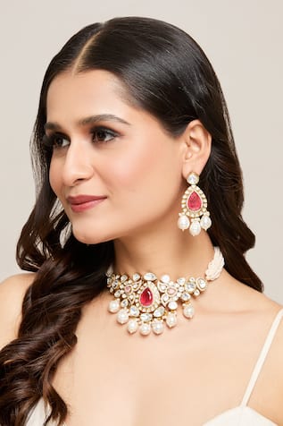 Stone Studded Choker Necklace Set 