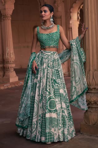 DiyaRajvvir Thikri Print Lehenga Set 