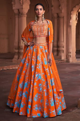 Diyarajvvir Floral Mirror Embroidered Lehenga Set 