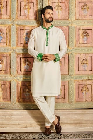 DiyaRajvvir Embroidered Cuff Sleeve Kurta & Pant Set 