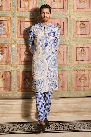 DiyaRajvvir Straight Thikri Print Kurta & Pant Set 