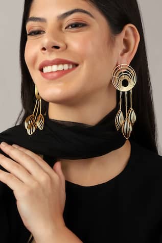 Geometric Carved Cutwork Danglers 
