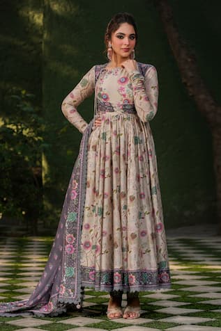 Label Niti Bothra Floral Vine Print Koti Anarkali Set 