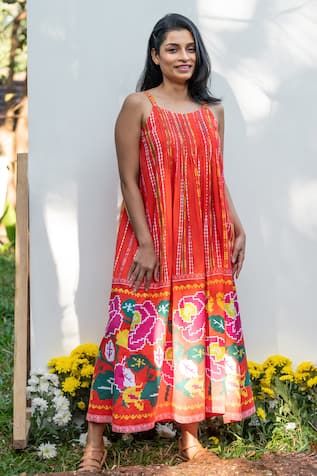 PRACHI KAMAT Portuguese Folk Print Maxi Dress 