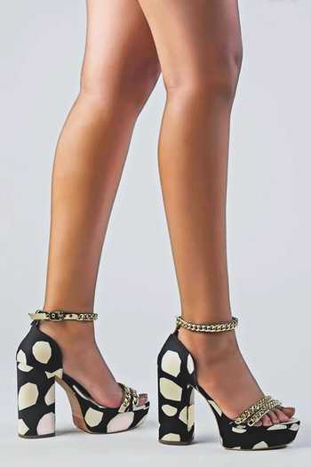 Papa Don't Preach Accessories Minzyy Abstract Print Block Heels 