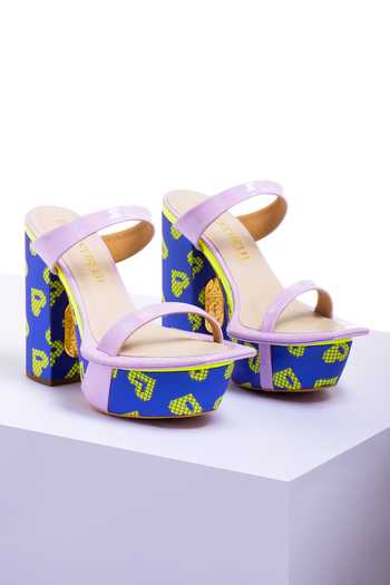 Papa Don't Preach Accessories Pixel Print Block Heels 