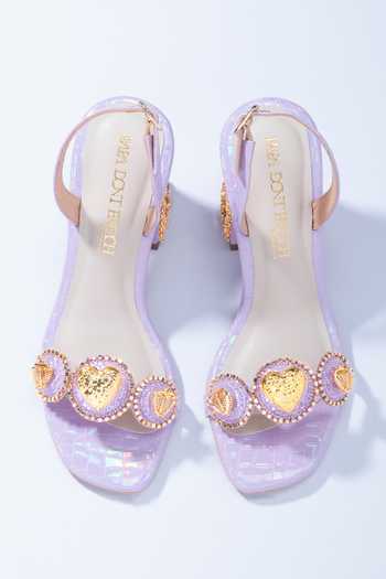 Papa Don't Preach Accessories Le Macaron Bead Embellished Block Heels 