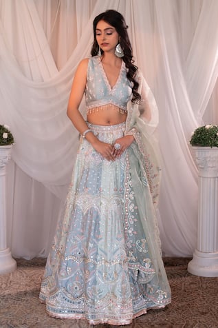 SHASHANK ARYA Sequin Embroidered Lehenga Set 