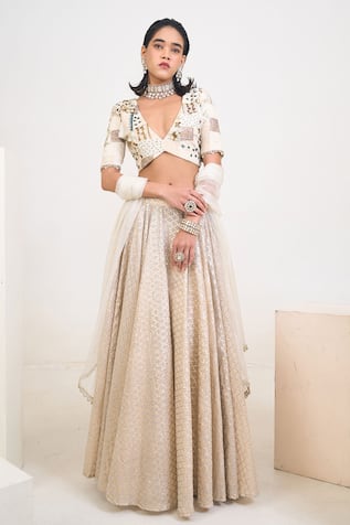 Rishi and Vibhuti Arnica Gota Work Lehenga Set 