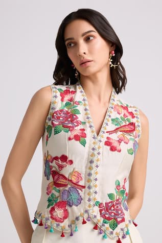 Chandrima Floral Applique Waistcoat 