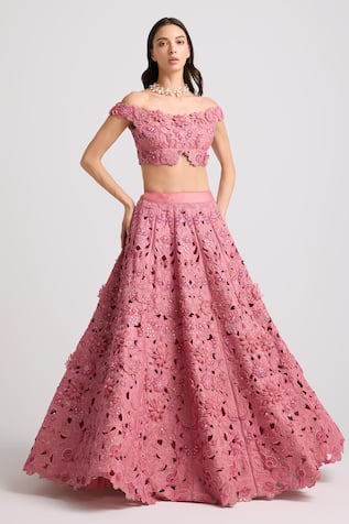 Chandrima 3d Floral Applique Work Lehenga 