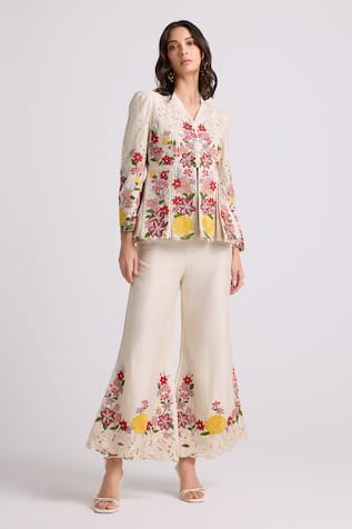 Chandrima Floral Thread work Bell Bottom Pant 