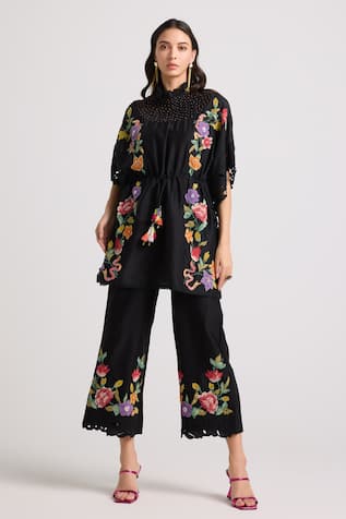 Chandrima Floral Applique Embroidered Pant 