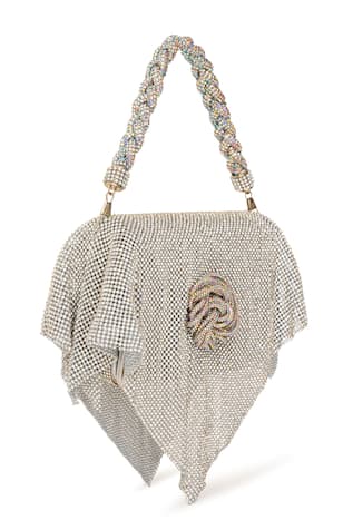 Disco Embellished Clutch With Sling Chain 