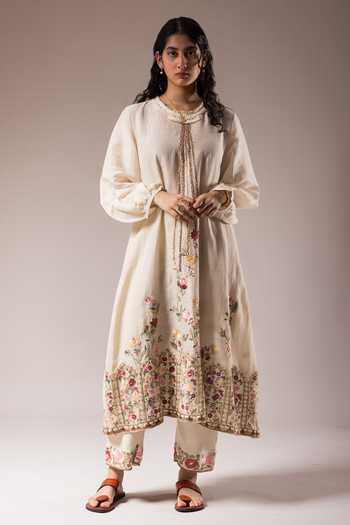Prama By Pratima Pandey Silk Chanderi Embroidered Kurta With Pant 