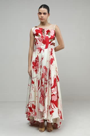 Studio Radical Florin Print Embellished Maxi Dress 