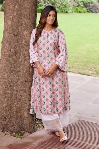 Charu Makkar Peacock Print Kurta & Palazzo Set 