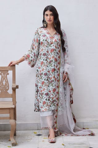 Charu Makkar Floral Vien Print Kurta Palazzo Set 