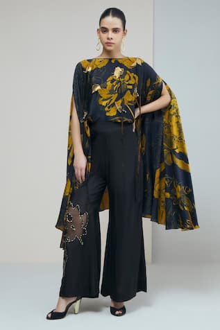 Studio Radical Flowery Print Cape With Bootcut Pant 