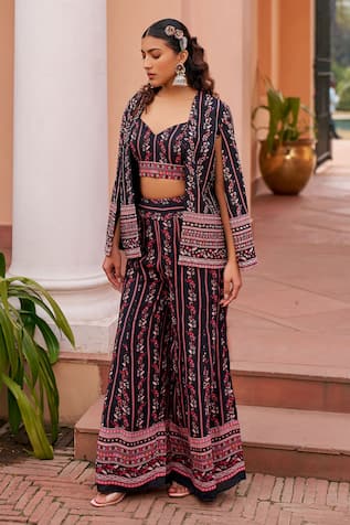 Chhavvi Aggarwal Floral Print Cape Palazzo Set 