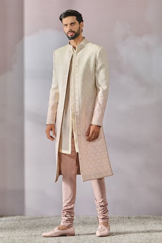 Tarun Tahiliani Floral Jaal Embroidered Ombre Sherwani Set 