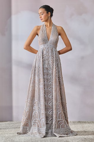 Tarun Tahiliani Pearl Embroidered Gown 