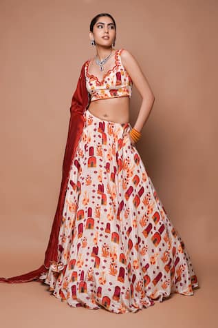 Ahi Clothing Bahar Jharoka Print Lehenga Set 